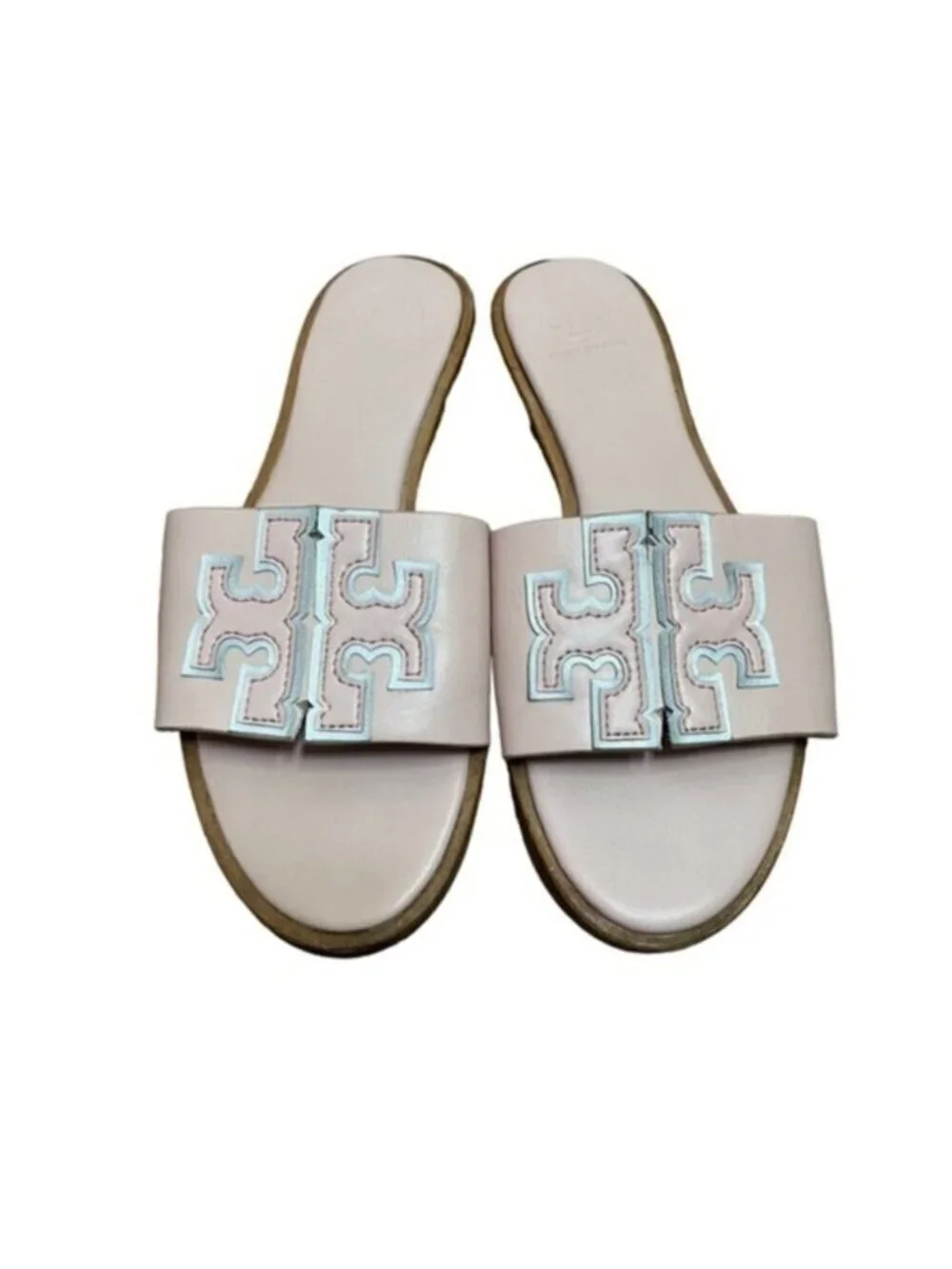 Tory Burch Ines Slides Sea Shell Pink Calf Leather Size‎ 7.5 US